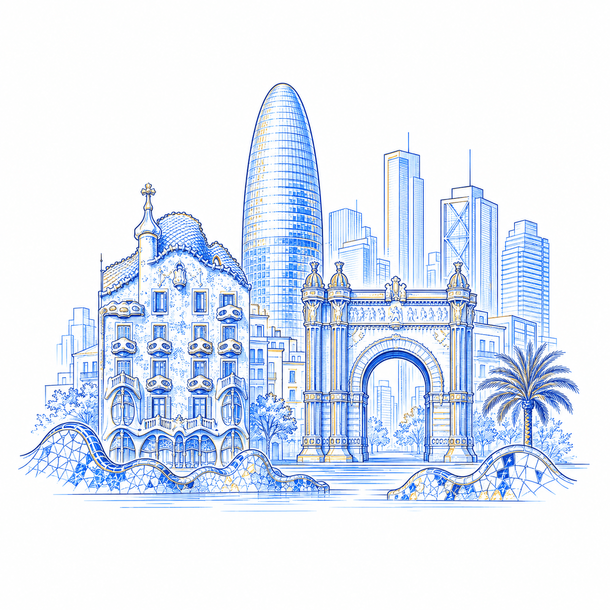 برشلونة training destination illustration